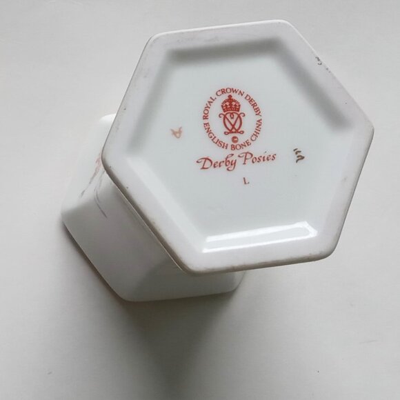 Royal Crown Derby Posies 2 Small Dishes & Vase Open Trinket Vanity Set of 3 Pcs. - Picture 8 of 16